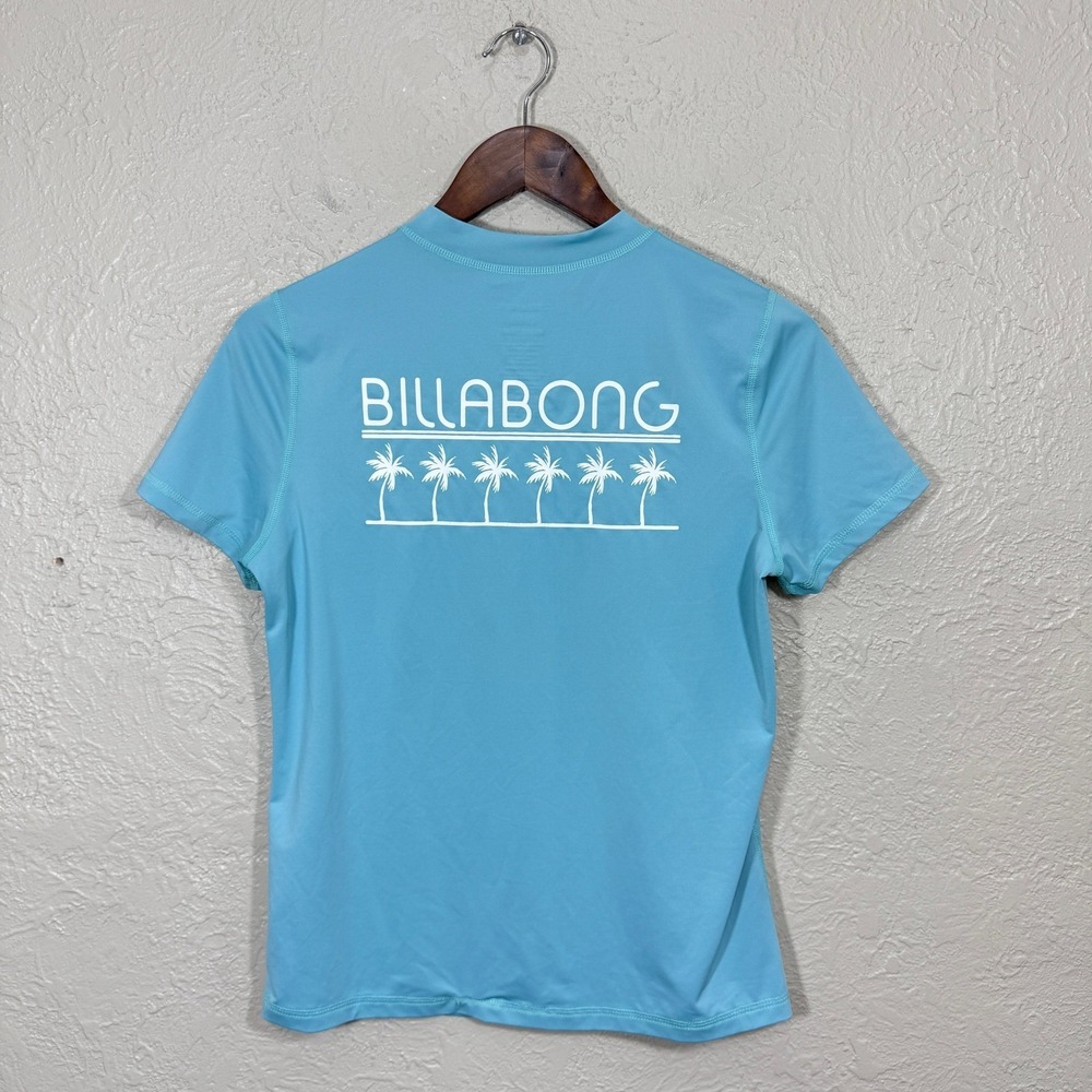 Billabong Rashguard Kids Large ABJWR00111 Blue Palm Tree UV Sun Protection Shirt